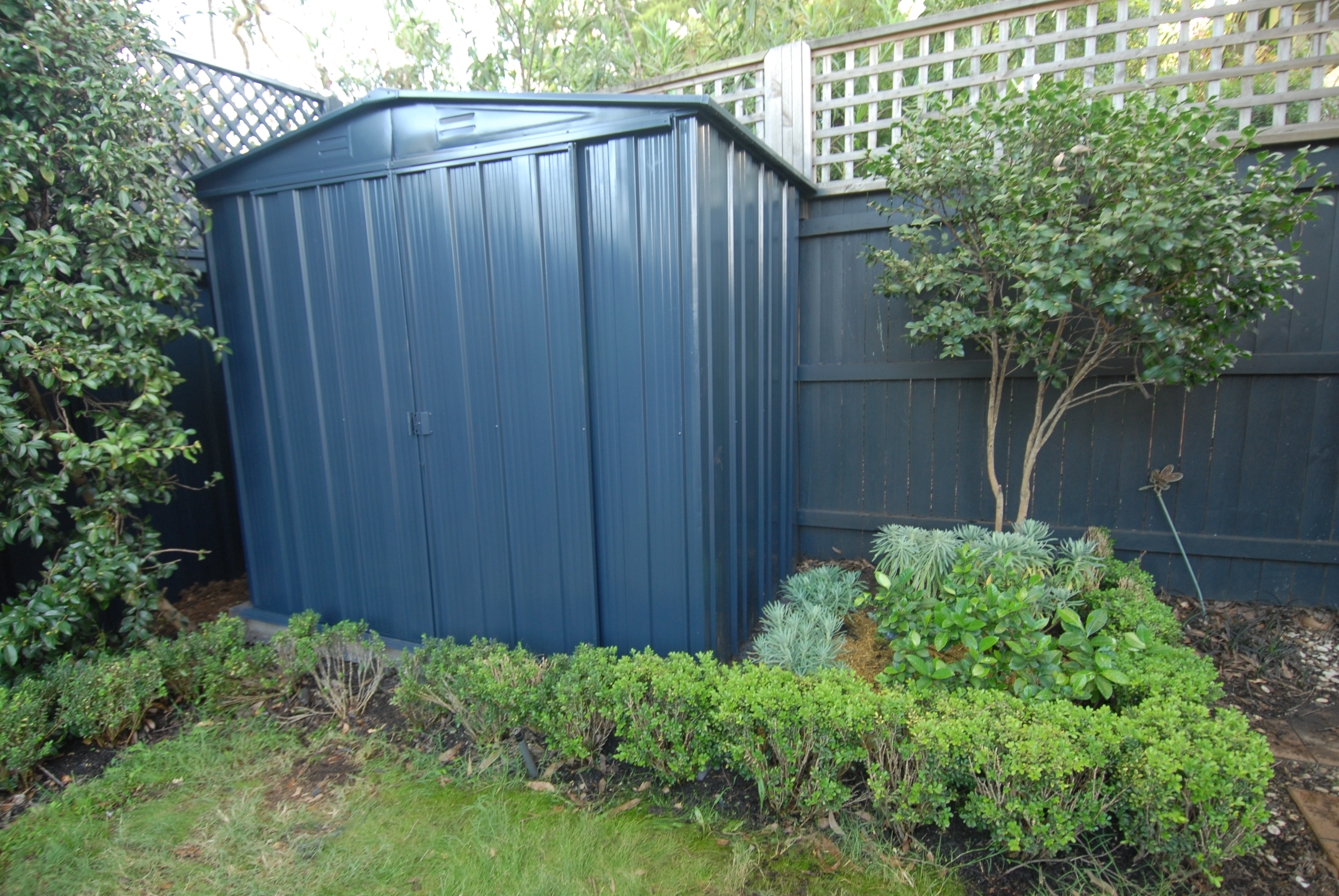 Attention is taken from shed. Painted the same colour as the fence 